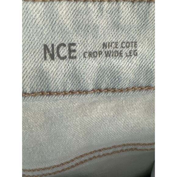 Warp + Weft Wide Leg Jeans Women’s Size 2 / 26 Light Wash NCE Nice Cote Crop - Picture 7 of 9